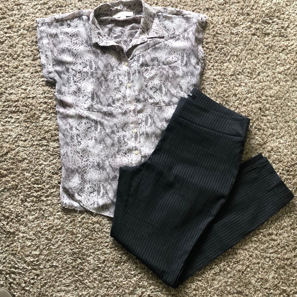 Bundle lavender snakeskin top w/ grey pants